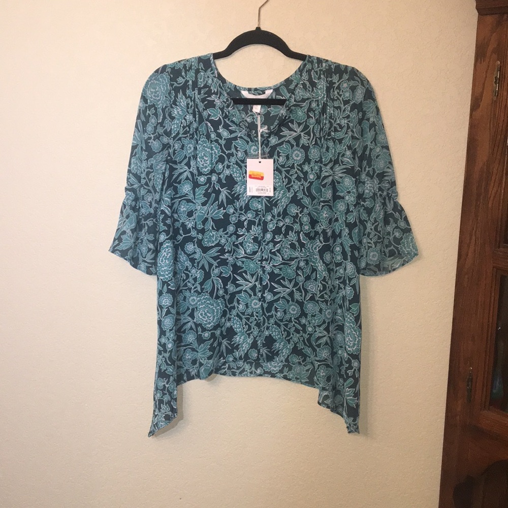 Lauren Conrad chiffon bell sleeve top brand new